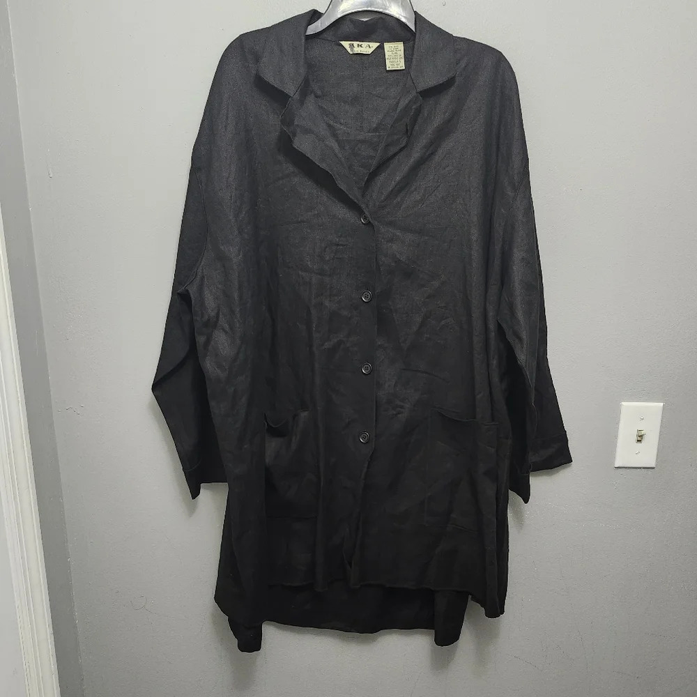 AKA eddie bauer women's 2 piece dress set size XL 100% linen black